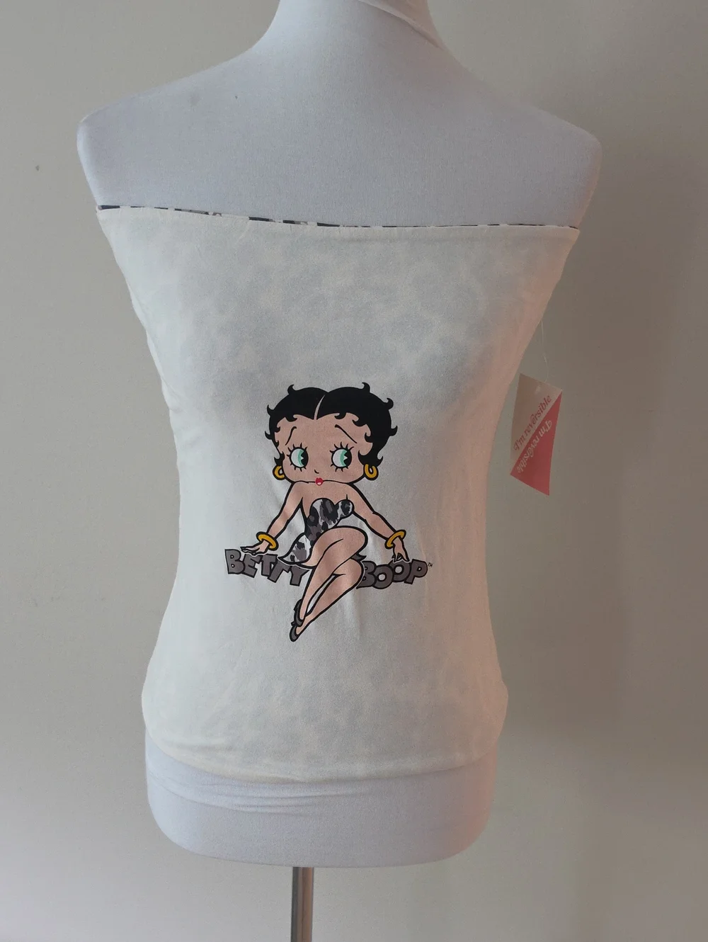 Betty Boop Graphic Strapless Tube Top - Cream Brand New
